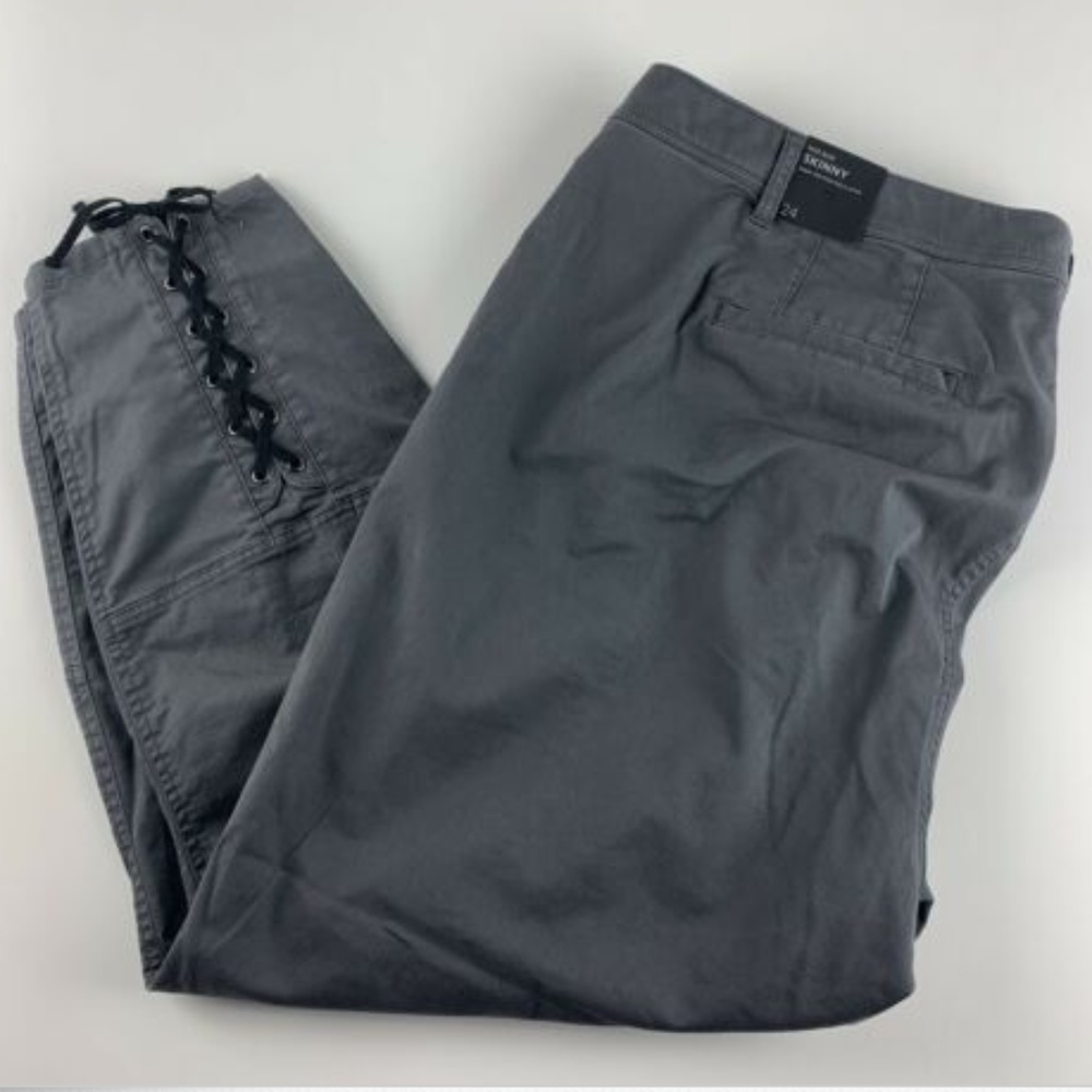 Lane Bryant Gray 24  Pants Lace Up Corset Ankle